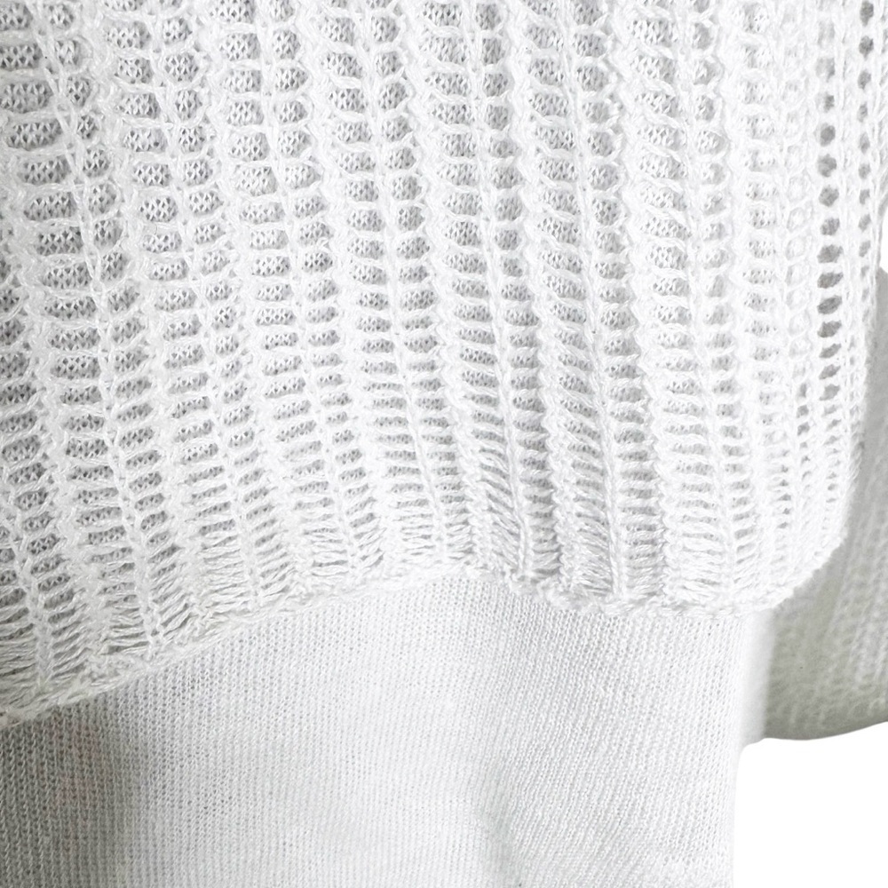 Eileen Fisher Linen Knit Mesh Overlay Tiered Layered Sweater Top White Size XXS - Picture 7 of 12